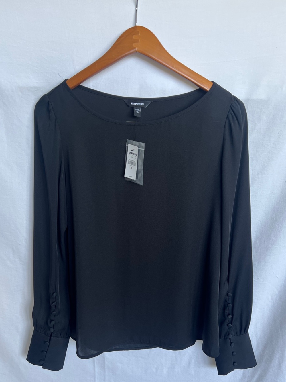 Express Black Long Sleeve Crewneck Blouse